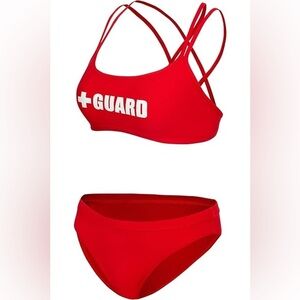 NWT Guard‎ Bikini Set | Red Lifeguard Swimwear | Top M Bottom L